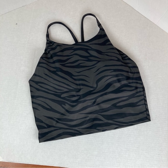 Old Navy Active Long Line Sports Bra Size L Black And Gray Zebra Stripe Print - Picture 3 of 10